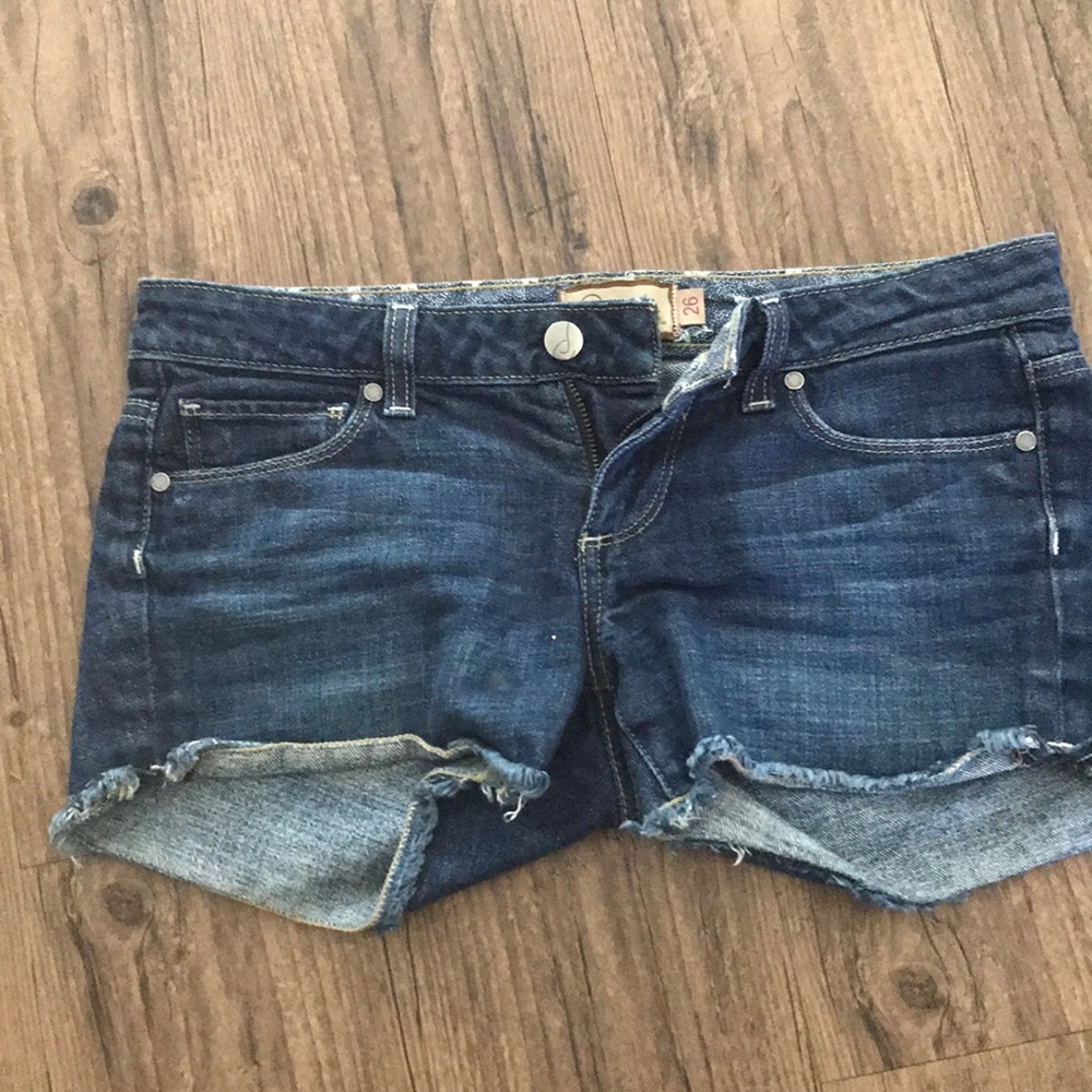 Paige dark wash seamed cutoff  denim shorts